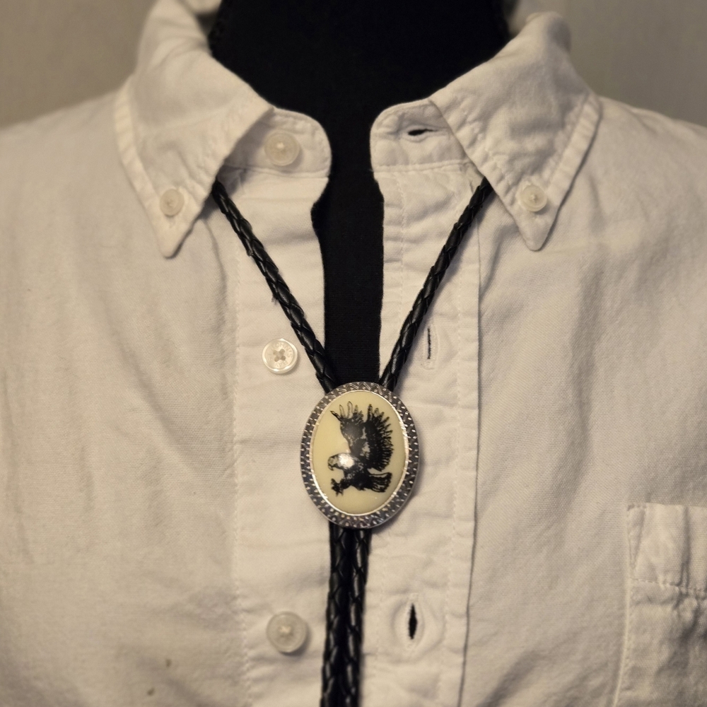 Eagle Bolo Tie with Silver Accents - Picture 4 of 6